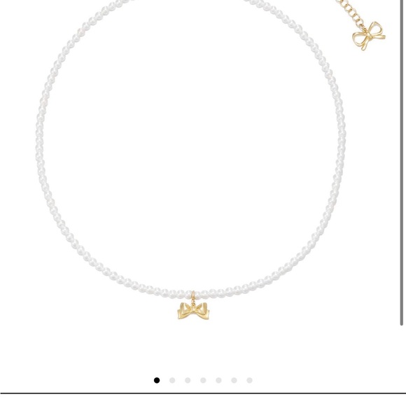 Numbering Mini Ribbon Bow Tie Pearl Necklace - Picture 5 of 6